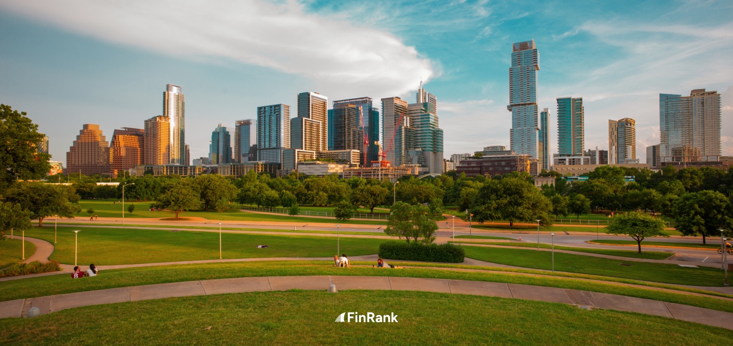 The Austin, Texas skyline along the Colorado River
